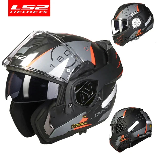 LS2 Modular Double Visor Full Face Flip-up Motorcycle Helmet.