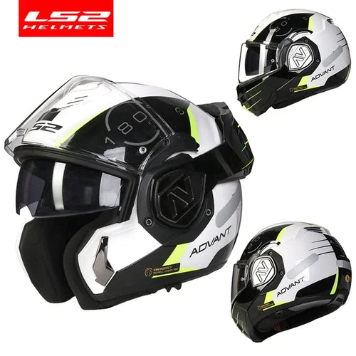 LS2 Modular Double Visor Full Face Flip-up Motorcycle Helmet.