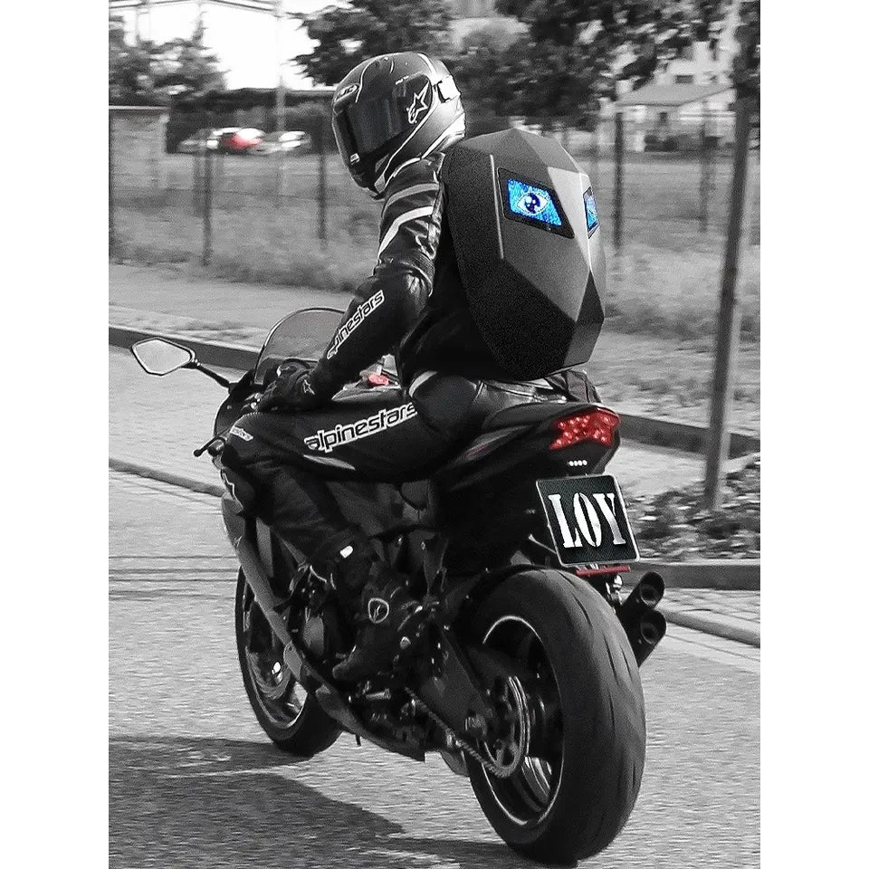 Akıllı LED Ekranlı Sert Kabuklu Motosiklet Sırt Çantası